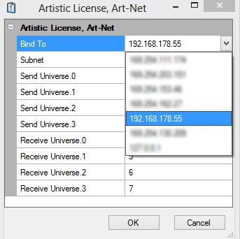 Abbildung 5:ArtNet Interface konfigurieren DMXControl 3