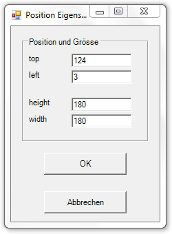 Abbildung 19:Eigenschaften des Position-Elements
