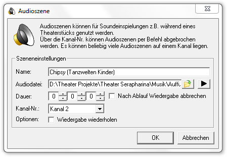 Abbildung 9.6:Dialog zur Konfiguration einer Audioszene