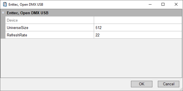 Abbildung 9:Einstellungen des Entec Open DMX USB.