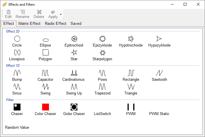 Abbildung 1:1D- und 2D-Effekte im Reiter Effekte.