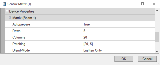 Abbildung 1:Einstellungen für die Größe der Generic Matrix