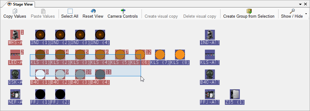 Abbildung 2:Auswahl mehrere Geräte durch den Selektionsrahmen