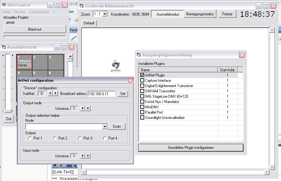Konfiguration des Art-Net Plugins