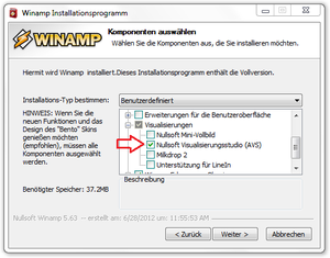 Abbildung 15.3:Auswahl bei der Winamp Installation