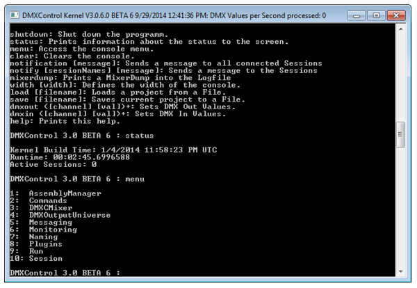 Abbildung 3:Konsolenansicht des Kernels